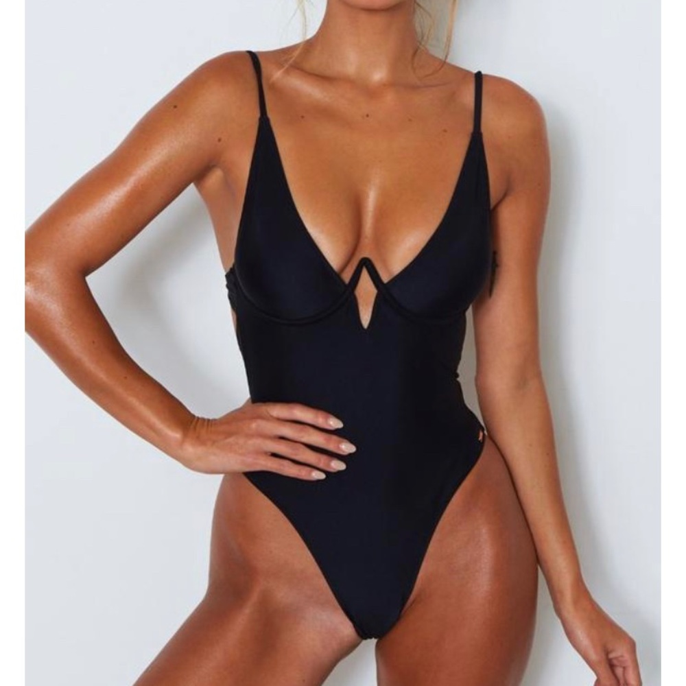 One piece bathing suit with open back